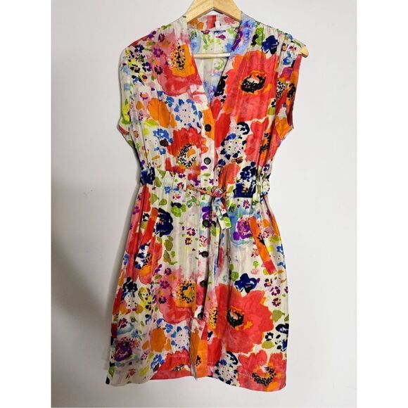Rachel Roy vibrant floral button up dress sz XS - Picture 1 of 6